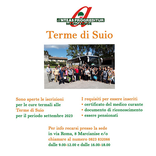 locandina per apertura iscrizione alle Terme di Suio
