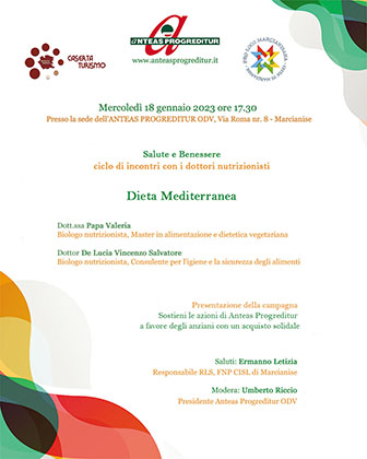 locandina del primo incontro del ciclo sull'alimentazione