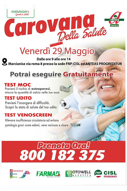 Locandina Carovana della Salute con visite e test gratuiti
