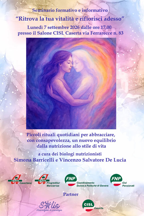 Locandina seminario su Ritrova la tua vitalit� e rifiorisci adesso